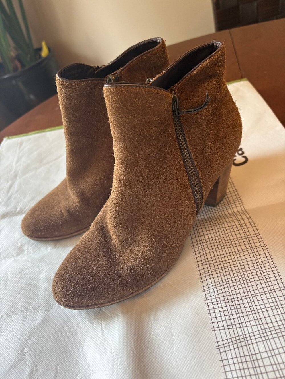 Cole Haan brown suede ankle boots with zips size 8.5B